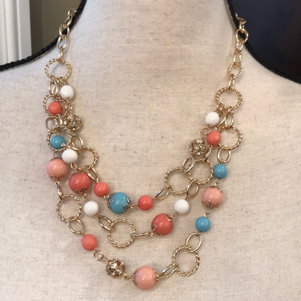 pastel and gold layered chain necklace